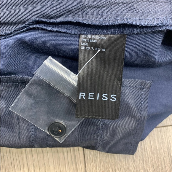 REISS Mae Cuffed Wide Waist Pants in Blue Sz 8 - Picture 7 of 8